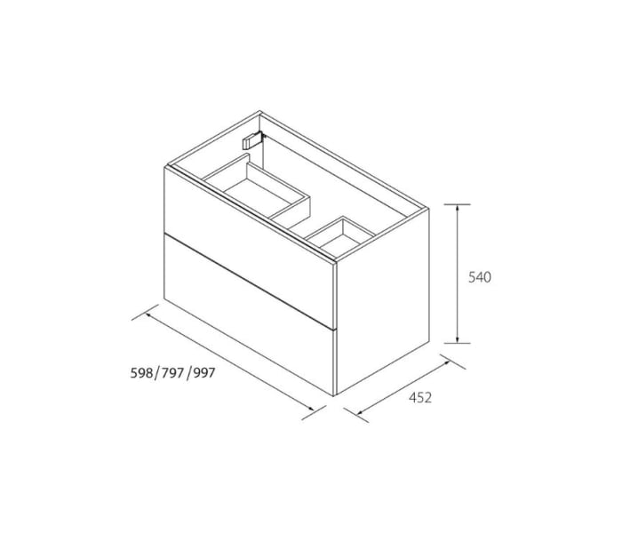 Conjunto mueble de baño con lavabo sobre encimera Salgar Born Croquis 11