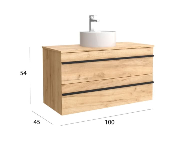 Conjunto mueble de baño con lavabo sobre encimera Salgar Born Detalle 6