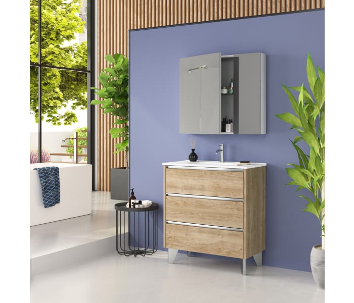 Mueble lavabo + lavabo 80cm MONTADO SIENA – Entorno Baño