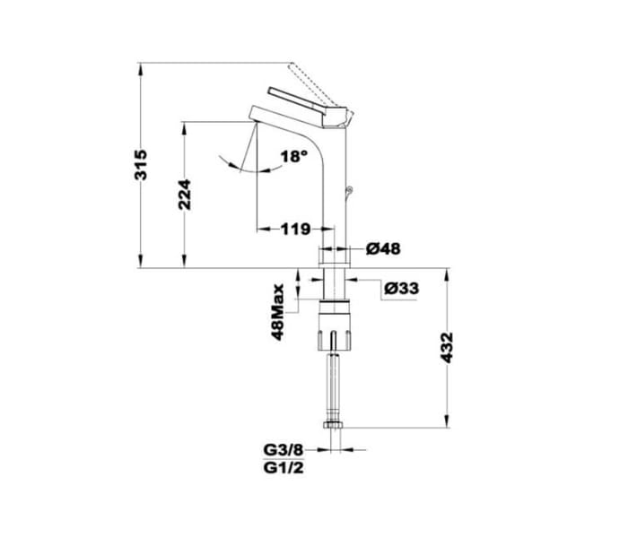 Grifo de lavabo XL Strohm Teka Dessin Croquis 2