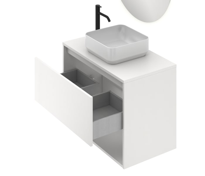 Mueble de baño lavabo sobre encimera - blanco brillo Niwa top Amizuva