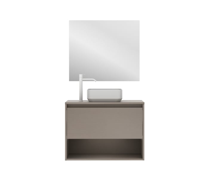 Conjunto mueble de baño con lavabo sobre encimera Amizuva Niwa Top 3d 10