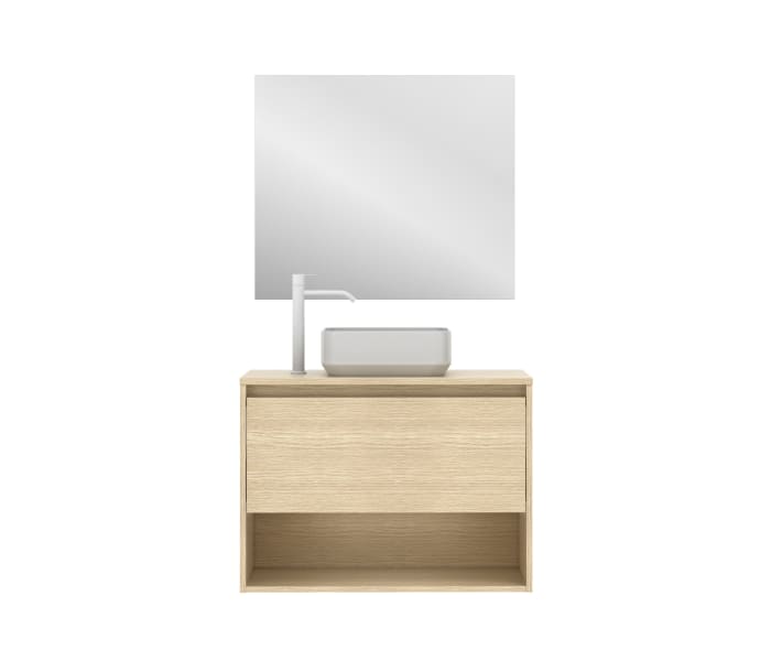 Conjunto mueble de baño con lavabo sobre encimera Amizuva Niwa Top 3d 8