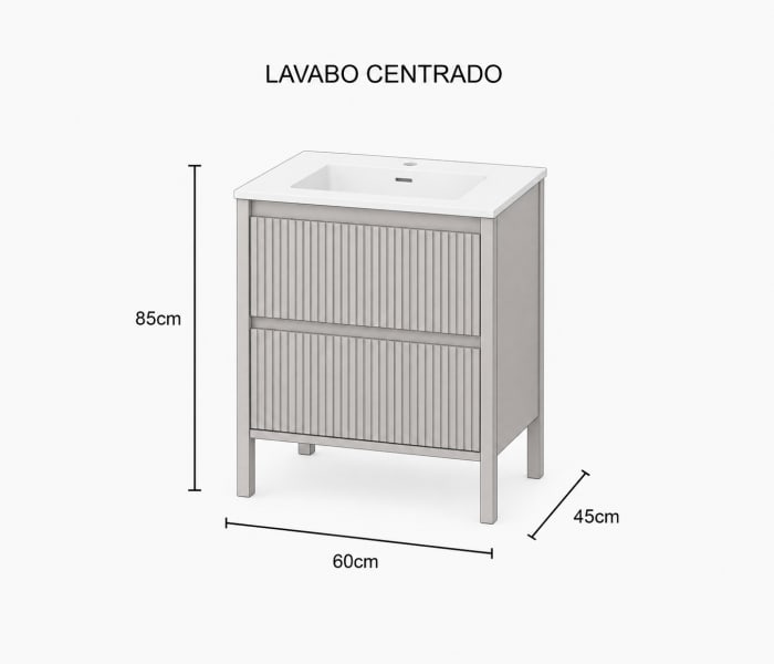 Conjunto de mueble de baño Bruntec Alpes 23 Croquis 10