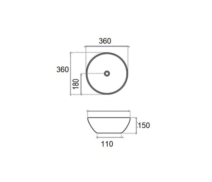 Lavabo sobre encimera Bruntec Capri XS Croquis 3