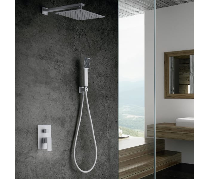 Comprar Conjunto de ducha /bañera empotrada pared negro mate de 3