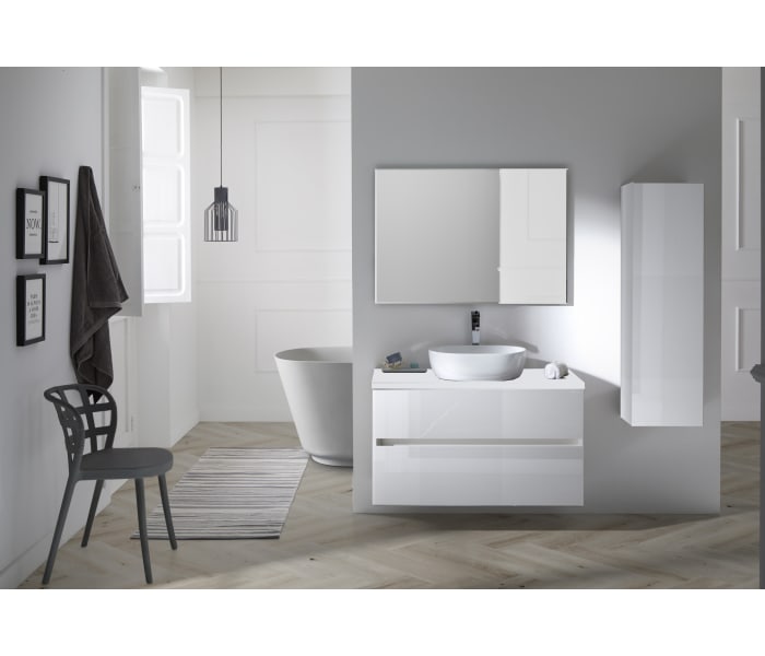 Conjunto mueble de baño con lavabo sobre encimera Sanchís Glass Line Principal 0