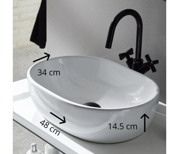 Conjunto baño con lavabo sobre encimera Glass line negro Muebles