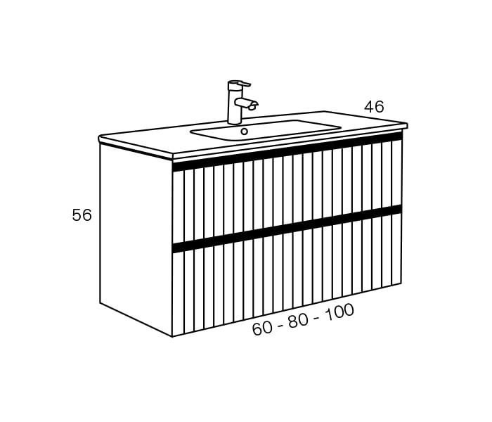 Conjunto mueble de baño Sanchís Yuka Croquis 2