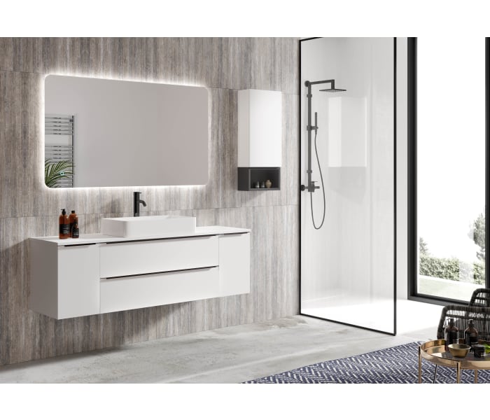 Mueble de baño de Coycama serie con tirador dorado