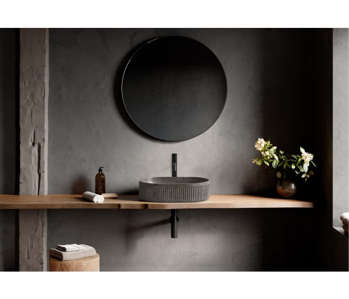 Lavabo sobre encimera Bathco Striae oval Ambiente 3