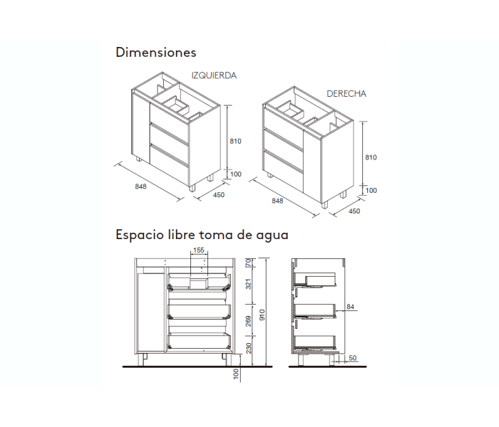 Conjunto mueble de baño Salgar Noja Croquis 11