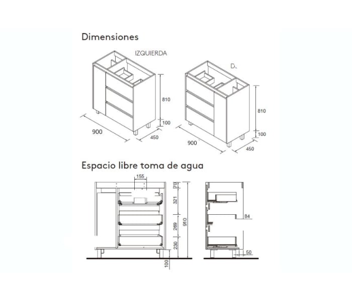 Conjunto mueble de baño Salgar Noja Croquis 13