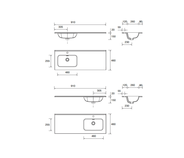 Conjunto mueble de baño Salgar Noja Croquis 15