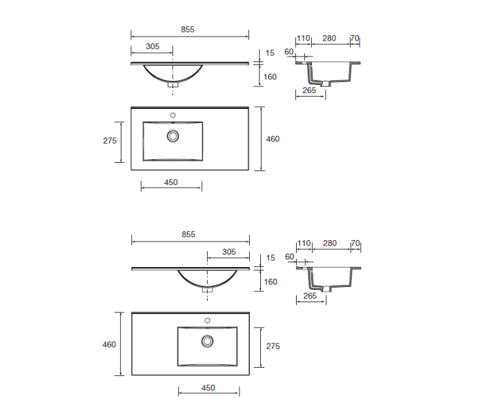 Conjunto mueble de baño Salgar Noja Croquis 13