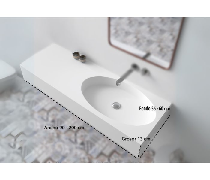 Lavabo suspendido Bruntec California Croquis 2