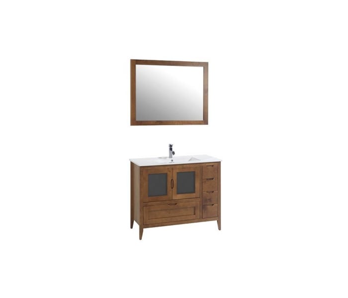 Conjunto Mueble de Baño BERK 100 cm con lavabo cerámico y espejo