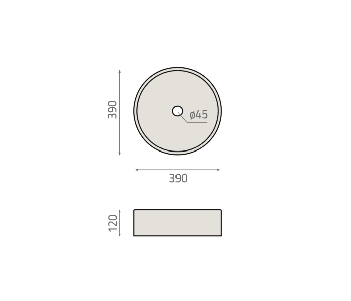 Lavabo sobre encimera BHD Salces Croquis 4