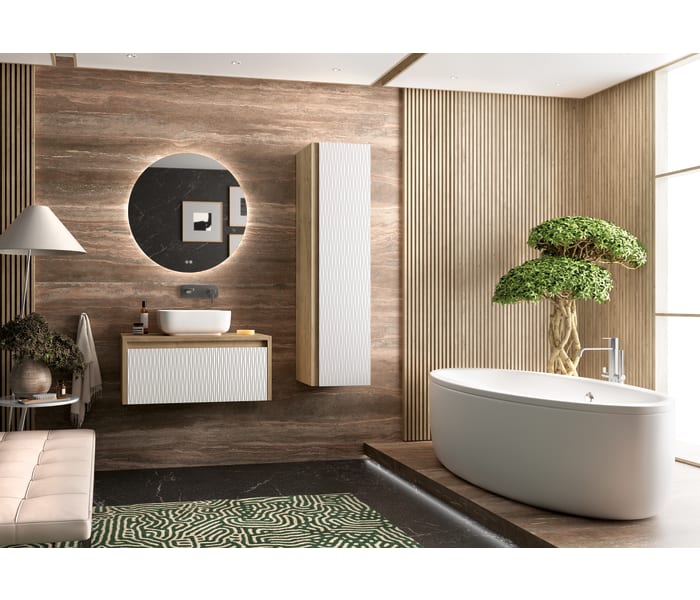 Mueble de baño Coycama lambda con frente textura dune