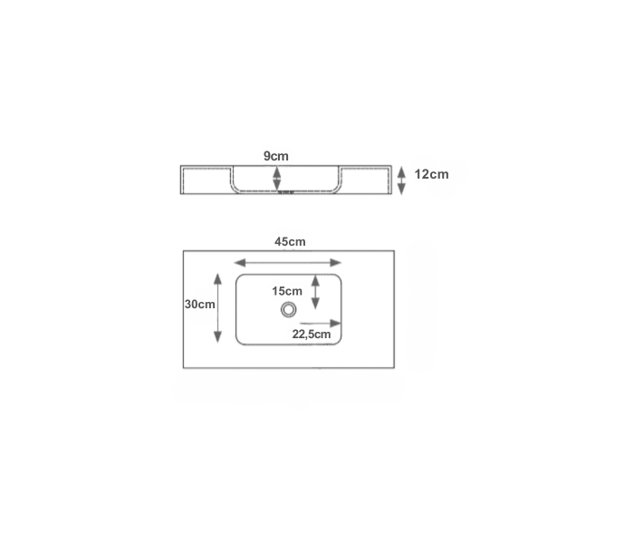 Lavabo suspendido Hidronatur Maia Croquis 6