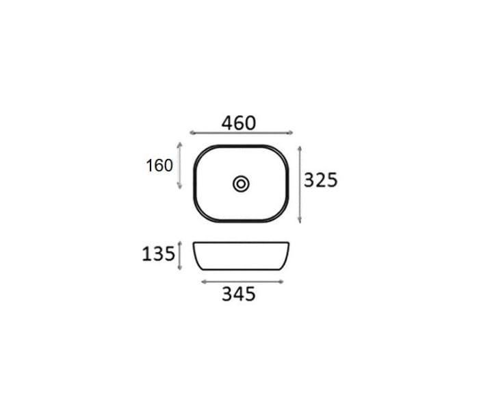 Lavabo sobre encimera Bruntec Roma mate Croquis 5