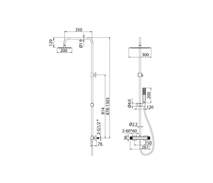 Columna de ducha Imex Firenze Croquis 10