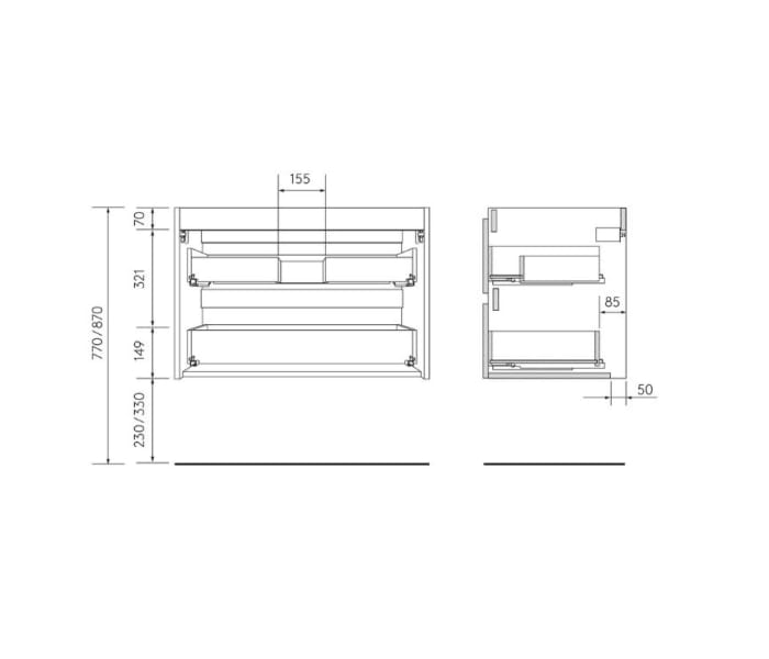Conjunto mueble de baño Salgar Bequia Croquis 15