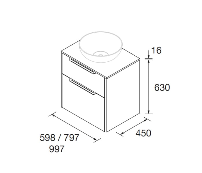 Mueble de baño con encimera de madera Salgar Luva Croquis 8