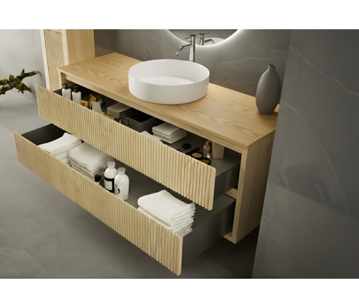 Mueble de baño madera maciza con encimera de madera Bruntec Alpes 19 Detalle 2