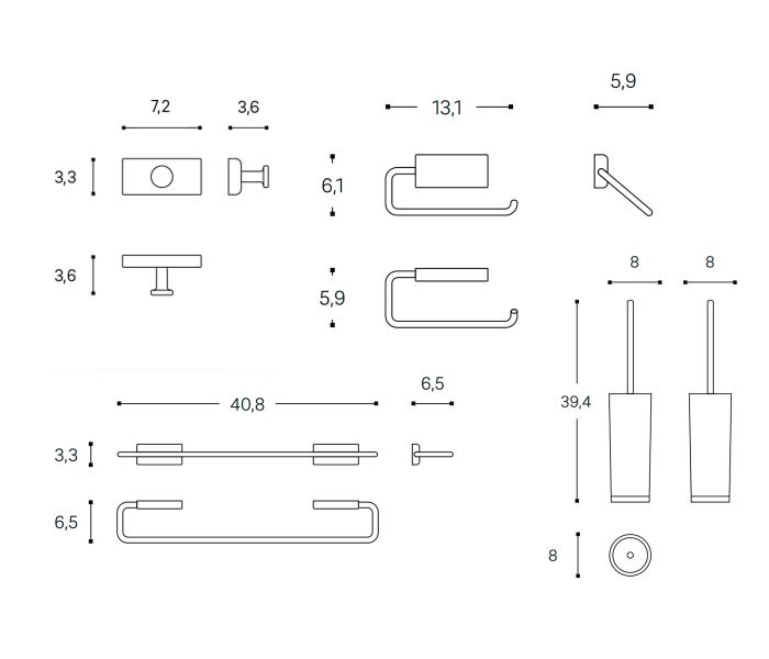 Conjunto de accesorios de baño Cosmic Next Croquis 10