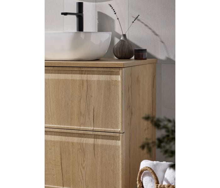 Conjunto mueble de baño con encimera de madera Sanchís Zama Detalle 1