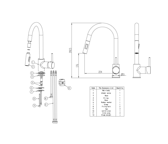 Grifo de cocina GME Round Croquis 2