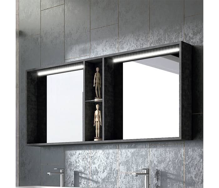 ZEYUAN Armario Espejo de baño luz LED, Mueble con Luz Baño, Armario Cuarto  De Baño, Camerino Baño, Baños Muebles Completo, Negro Brillante 90x12x45 cm  : : Hogar y cocina