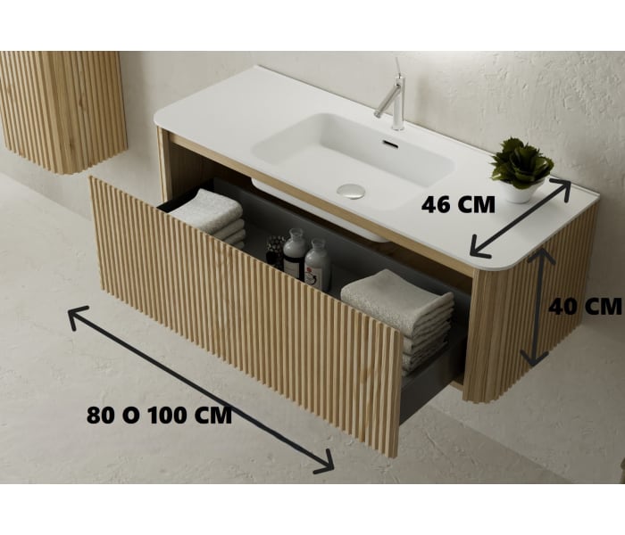 Conjunto de mueble de baño de madera maciza Bruntec Baviera Croquis 5