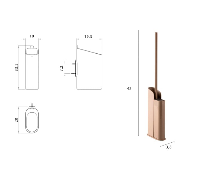 Conjunto Escobillero y Papelera de Cosmic Flat Croquis 4