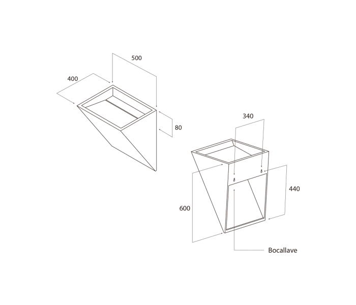 Lavabo suspendido Art and Bath Suton Croquis 3