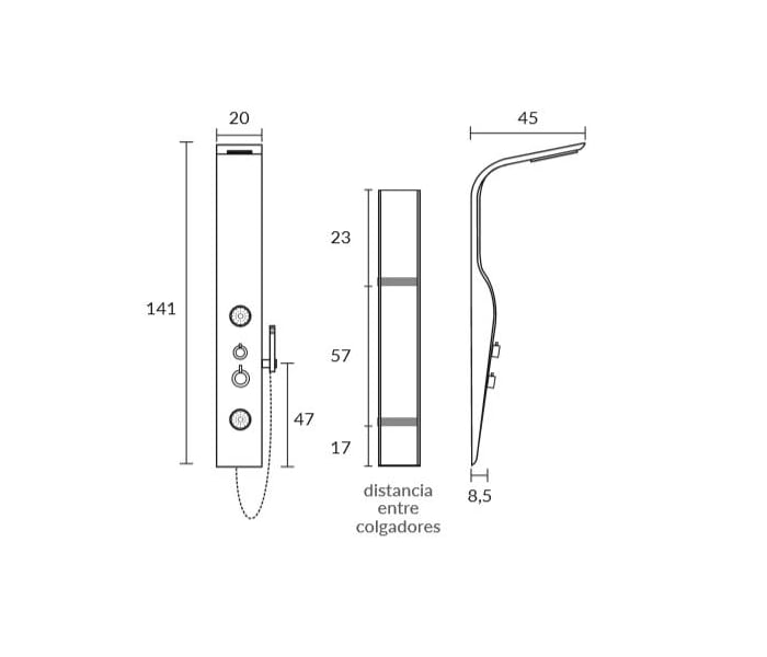 Columna de ducha Sagobar Mul Croquis 3