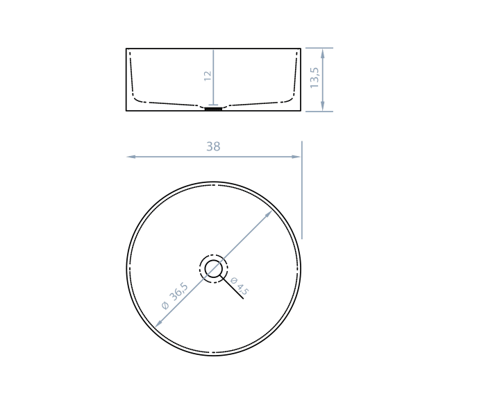 Lavabo sobre encimera Bruntec Circus Croquis 1