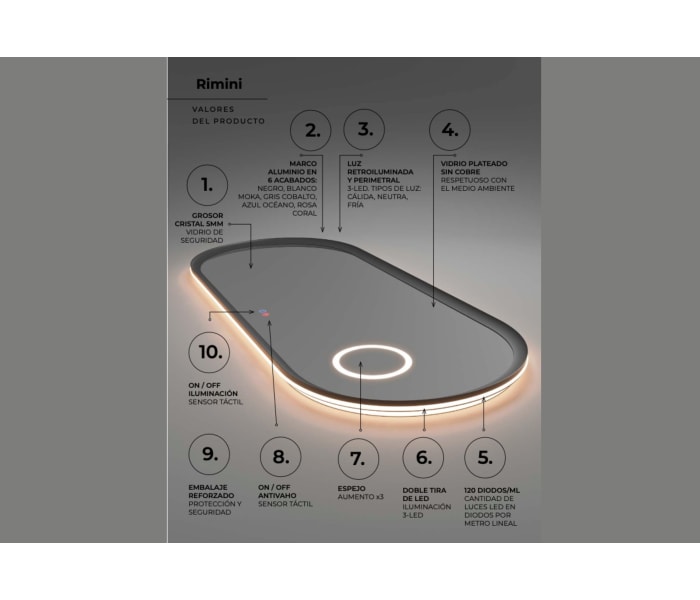 Espejo de baño con luz LED Ledimex Rimini Detalle 9