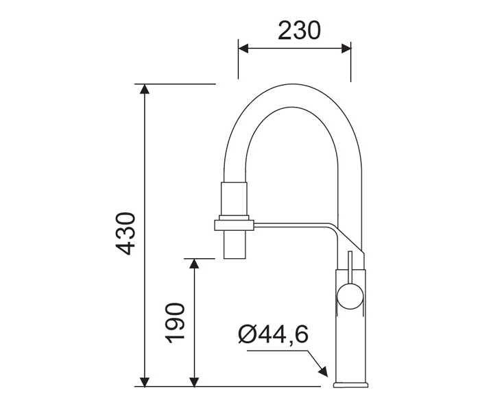 Grifo de cocina Lluvibath Aral Croquis 1