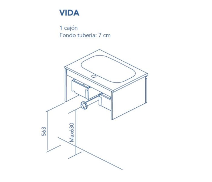 Mueble de baño con encimera de madera Royo Vida Croquis 4