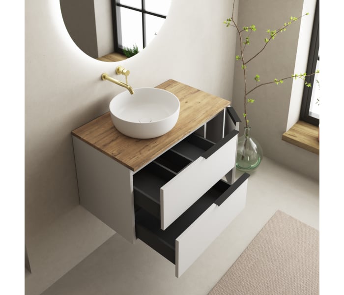 Mueble de baño con encimera de microtec negra Bruntec Coban Detalle 3