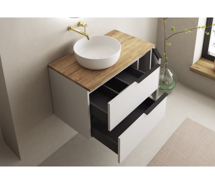 Mueble de baño con encimera de microtec negra Bruntec Coban Detalle 3
