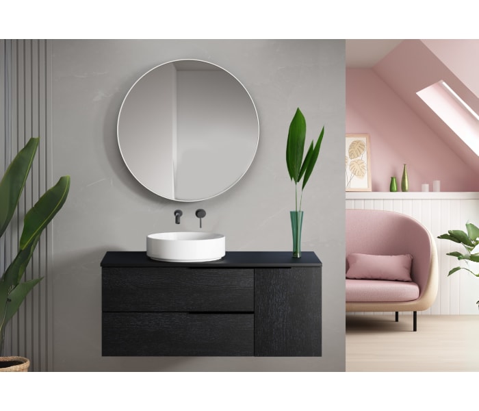 Mueble de baño con encimera de microtec negra Bruntec Coban Principal 2
