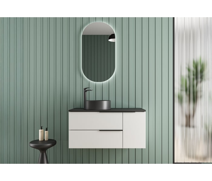 Mueble de baño con encimera de microtec negra Bruntec Coban Principal 1