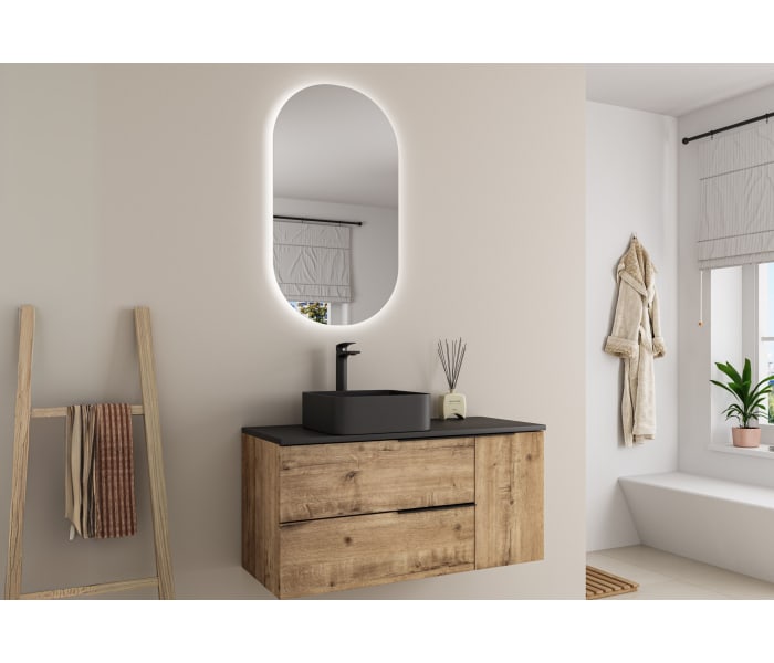 Mueble de baño con encimera de microtec negra Bruntec Coban Principal 0