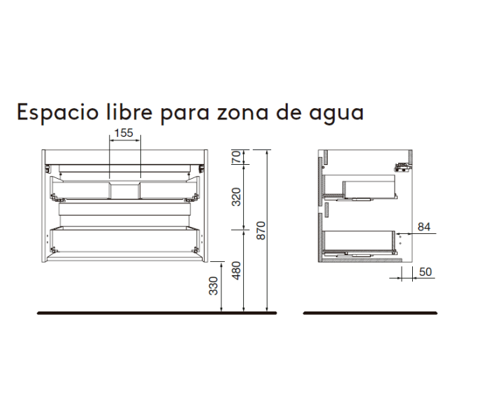 Conjunto mueble de baño Salgar Attila Croquis 20