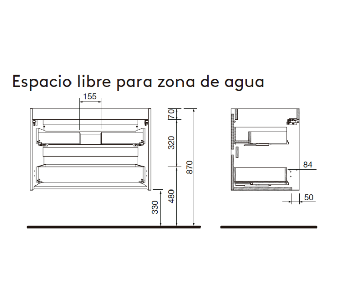 Conjunto mueble de baño Salgar Attila Croquis 20