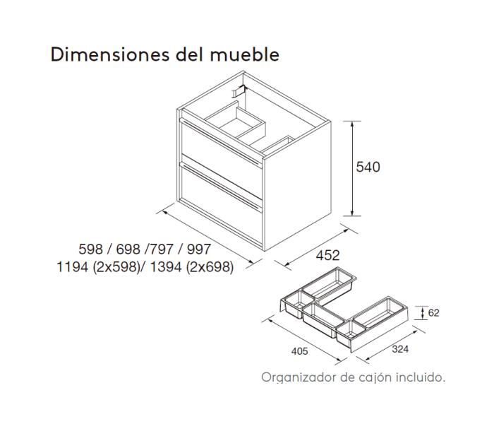Conjunto mueble de baño Salgar Attila Croquis 19