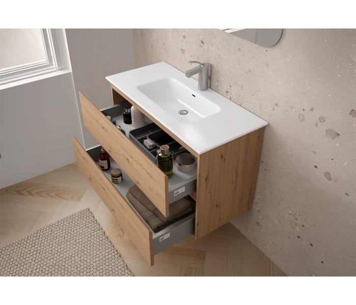 Mueble de baño color madera fondo reducido 37.8 cm Bruntec Vilma Detalle 5